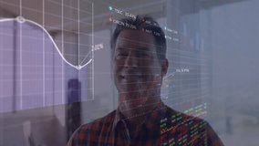 man reviewing live finance data in office, displaying animated gridlines, line charts and tickers. Technology, finance, data, analytics, modern, professional, digital - Powered by Shutterstock - Get 15% off with code: PIKWIZARD15