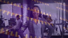 Team analyzing data in modern business office, with animated bar charts and line graphs floating. Collaboration, productivity, digital, modern, innovation, analytics, teamwork - Powered by Shutterstock - Get 15% off with code: PIKWIZARD15