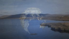 Hundred‑dollar bill globe floating over tranquil lake blending with gentle rolling hills background. Financial, ecological, minimalism, symbolism, investment, tranquility, nature - Powered by Shutterstock - Get 15% off with code: PIKWIZARD15