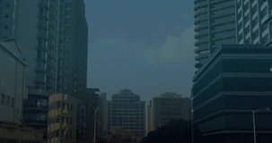 DNA helices being animated over downtown skyline, showcasing glass skyscrapers in flat design. Technological, futuristic, innovation, science, biotechnology, sleek, corporate - Powered by Shutterstock - Get 15% off with code: PIKWIZARD15