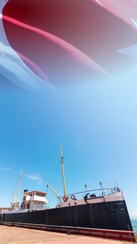 May 19 or 19 mayis concept video. Waving Turkish flag and Bandirma Vapuru aka Bandirma Ship.