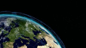 planet Earth with a constellation of satellites orbiting around it, connected by communications channels - 3D rendering - Powered by Shutterstock - Get 15% off with code: PIKWIZARD15