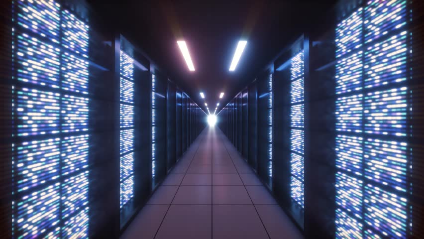 
3D Data Center Loop: Futuristic Big Data Cloud Computing Corridor with Flashing Server Lights, High-Speed Optic Fiber Network, Vibrant Digital Infrastructure, Seamless 4K Animation - Powered by Shutterstock - Get 15% off with code: PIKWIZARD15