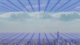 Floating WOW letters glowing inside orange frame over urban skyline, showing blue wireframe grid. Modern, futuristic, dynamic, digital, technology, innovation, skyscraper - Powered by Shutterstock - Get 15% off with code: PIKWIZARD15