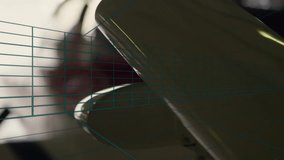 3D render showing helmeted pilot sitting in AR cockpit displaying teal 3D grid overlay. Aviation, simulation, immersive, virtual, technology, training, futuristic - Powered by Shutterstock - Get 15% off with code: PIKWIZARD15