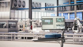 Display in industry 4.0 solar panels plant tracking energy production and efficiency through IoT sensors. Monitor in smart photovoltaics factory displaying system performance metrics, zoom in shot - Powered by Shutterstock - Get 15% off with code: PIKWIZARD15