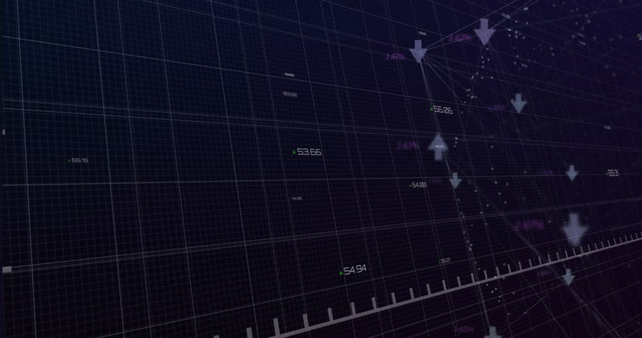 Digital finance dashboard displaying 3D green zigzag chart on dark grid, with numeric readouts. Financial analysis, data visualization, technological, enterprise, analytics, investment, modern