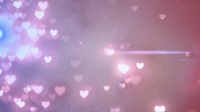 Abstract heart-shaped bokeh cluster being animated over dreamy pastel backdrop with light flares. Romantic, dreamy, pastel, ethereal, abstract, vibrant, whimsical - Powered by Shutterstock - Get 15% off with code: PIKWIZARD15