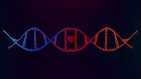 Showing layered red heart shapes pulsing under dotted wave helix over dark gradient in flat design. Emotional, love, romance, passion, abstract, modern, vibrant - Powered by Shutterstock - Get 15% off with code: PIKWIZARD15