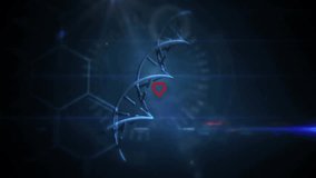 3D render showing blue DNA helix spiraling among red heart icons, with glowing rings, code overlays. Futuristic, digital, sci-fi, abstract, biotech, innovation, technology - Powered by Shutterstock - Get 15% off with code: PIKWIZARD15