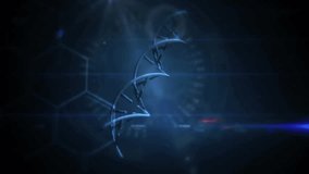 Glowing blue DNA helix being visualized in dark data space, with floating binary HUD overlays. Futuristic, technology, innovation, cybersecurity, digital, science, interface - Powered by Shutterstock - Get 15% off with code: PIKWIZARD15