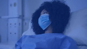 female healthcare worker wearing medical mask standing in lab, showcasing digital network overlay. Medical professional, healthcare, technology, innovation, biotechnology, laboratory, digital - Powered by Shutterstock - Get 15% off with code: PIKWIZARD15