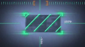 Girl lying on white pillow hugging teddy bear displaying neon HUD graphics numeric readouts in tech. Child, innocence, comfort, serenity, digital, futuristic, cozy - Powered by Shutterstock - Get 15% off with code: PIKWIZARD15