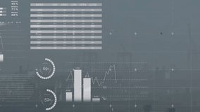 3D finance interface being animated over skyline, showing pie charts, bar graphs, candlesticks. Dashboard, analytics, visualization, data, technology, cybersecurity, corporate - Powered by Shutterstock - Get 15% off with code: PIKWIZARD15
