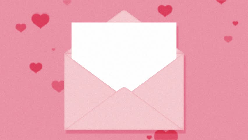 opening pink envelope with white paper and red hearts animation for Mother’s Day, Valentine's Day, Wedding, International Women's Day, etc.