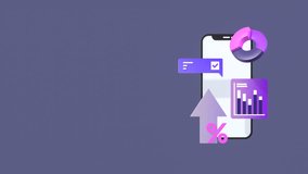 Business growth, Financial Performance, Data Analysis And SEO Strategies Concepts Animation With Copy Space For Text. Animated Smartphone With Bar Chart, Pie Chart, Arrow, Percent Sign, Speech Bubble. - Powered by Shutterstock - Get 15% off with code: PIKWIZARD15