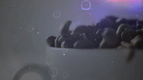 coffee beans spinning in white container, showing digital HUD overlay in 3D render on grey backdrop. Coffee beans, digital interface, technology, innovation, futuristic, industrial, machine learning - Powered by Shutterstock - Get 15% off with code: PIKWIZARD15