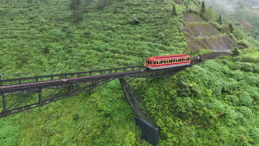 Mountain train from Sa Pa to Fansipan station, Sa Pa, Lao Cai province, Northwest Vietnam, Asia