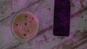 espresso cup being placed on weathered wooden table, showing black smartphone beside glass saucer. Rustic, cozy, minimalist, beverage, vintage, urban, textured - Powered by Shutterstock - Get 15% off with code: PIKWIZARD15