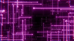 Purple digital space made of glowing patterns with neon light lines and moving away camera effect. Seamless vj loop with futuristic animation of illuminated elements in science fiction style. 4K 60fps - Powered by Shutterstock - Get 15% off with code: PIKWIZARD15