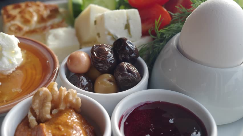 Turkish Breakfast Served on Table 