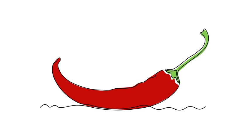 abstract pod of hot chili pepper. Self drawing animation one continuous line draw, logo