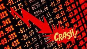 Binary code background with crashing stock market graph and red digital numbers and symbols display. Stock market crash animation.
 - Powered by Shutterstock - Get 15% off with code: PIKWIZARD15