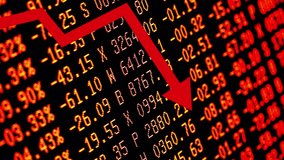 Binary code background with crashing stock market graph and digital red display of numbers and symbols.  - Powered by Shutterstock - Get 15% off with code: PIKWIZARD15