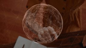 woman wearing VR headset manipulating holographic tech network sphere with glowing nodes and lines. Futuristic, immersive, digital, innovation, technology, conceptual, virtual - Powered by Shutterstock - Get 15% off with code: PIKWIZARD15