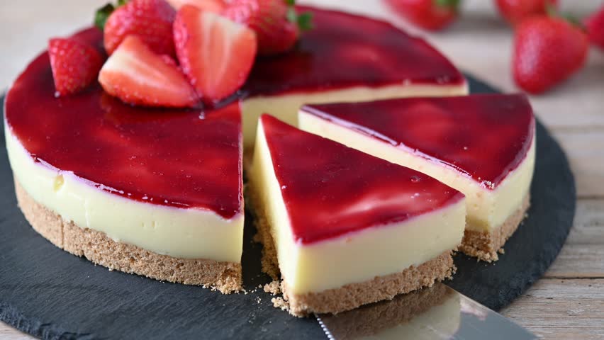 Slice of cheesecake with strawberries