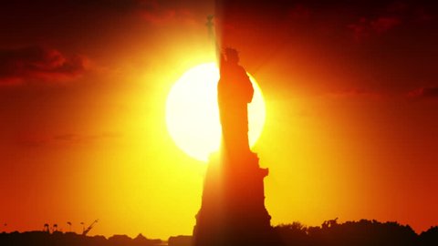 Statue of liberty at sunrise

