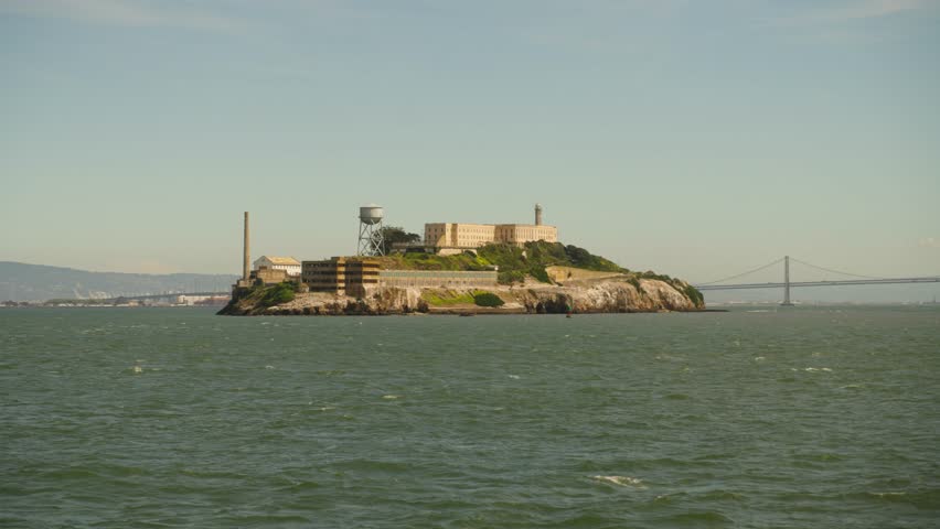 View of Alcatraz Island from the water in San Francisco Bay