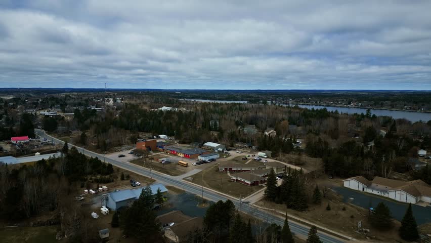 Wide Angle Aerial Cottage Country Lake of Woods Kenora Ontario Canada
