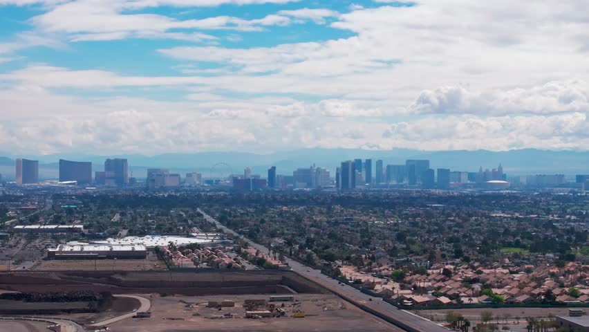 Drone view from a distant of the Las Vegas Strip