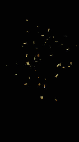 Vertical confetti glow burst pack. 3D render. Four glowing confetti explosions rising upward in vertical format.