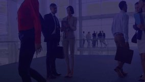 business professionals holding tablet and files in corporate atrium, showing hologram data overlays. Technology, collaboration, innovation, networking, futurism, corporate, data visualization - Powered by Shutterstock - Get 15% off with code: PIKWIZARD15