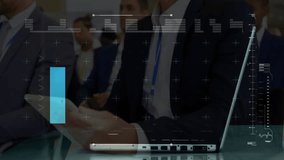 Business professionals sitting in conference room, viewing floating financial analytics and charts. Corporate, strategy, innovation, teamwork, analytics, modern, prosperity - Powered by Shutterstock - Get 15% off with code: PIKWIZARD15