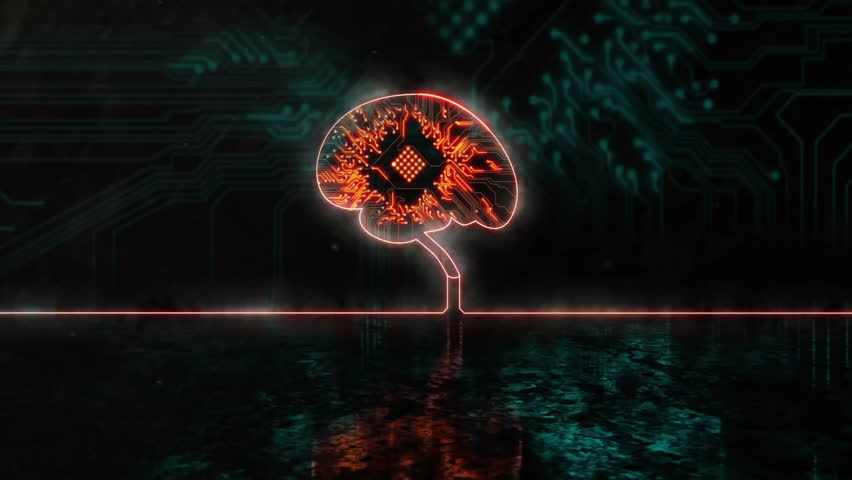 Glowing brain-shaped circuit board pulsing center connecting user icons on neon circuitry 3D render. Technology, innovation, connectivity, cybersecurity, data, network, digital - Powered by Shutterstock - Get 15% off with code: PIKWIZARD15
