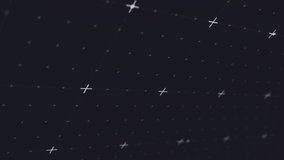 Floating white speech bubble displaying pink heart count drifting over dark grid in 3D render. Virtual, digital, futuristic, technology, data, analytics, interface - Powered by Shutterstock - Get 15% off with code: PIKWIZARD15