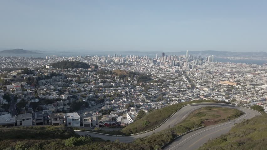 Golden Hour View of San Francisco skyline from Twin Peaks Lookout