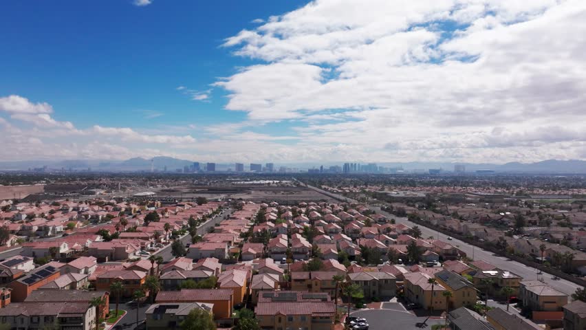 rising drone shot over the suburbs of Las Vegas, Nevada
