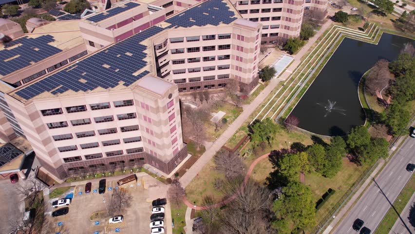 Aerial View of Michael E DeBakey VA Medical Center Building in Houston, Texas USA