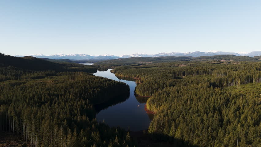 Morning Light on Snowy Nimpkish Mountains and Lake