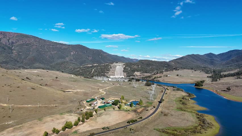Aerial views of the Tumut 3 Power Station near Talbingo in regional New South Wales