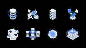 Isometric Data Analytics Icon Animation Set. Big Data, Data Management, Network, Analytics, Data Reporting, Machine Learning, Server, Secure Connection and Database Motion Graphic Illustration. - Powered by Shutterstock - Get 15% off with code: PIKWIZARD15