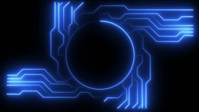 Circuit board technology, neon light conduct the electricity power .internet and networking concept. Bright neon blue circuit board technology background with glowing stripes Seamless loop. 4K footage - Powered by Shutterstock - Get 15% off with code: PIKWIZARD15