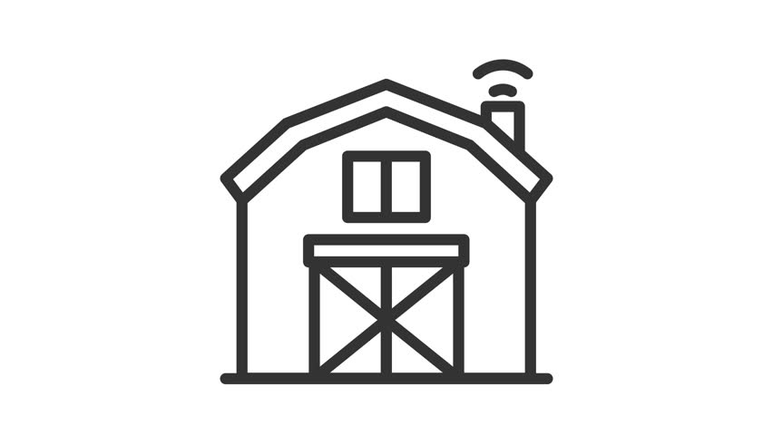 Animated barn icon. Perfect for farm, agriculture, smartfarm, technology, innovation, wireless, garden, building, internet, eco, web, digital, online, computer, technology, internet and connection