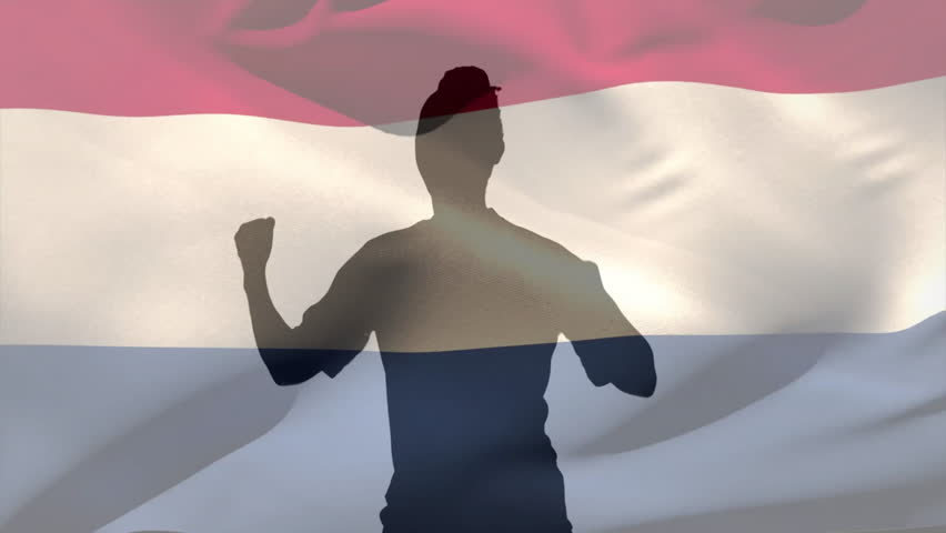 woman silhouette capturing tech content against animated flag backdrop with red white blue stripes. Patriotism, activism, protest, symbolism, multimedia, dynamic, broadcast