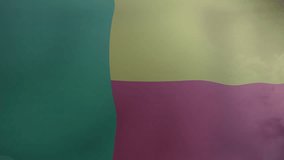 Flat design American flag waving over glowing clouds, cratered moon drifting among starry backdrop. Patriotism, celestial, surreal, abstract, cosmic, dreamy, inspirational - Powered by Shutterstock - Get 15% off with code: PIKWIZARD15