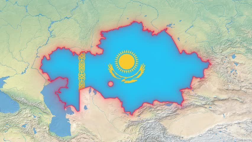 Kazakhstan Flag - Growing Effect.